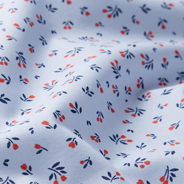 Baumwollpopeline Mini-Tulpen – babyblau
