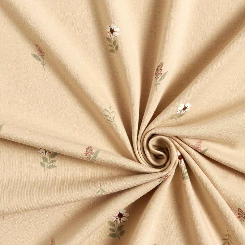 Baumwolljersey zarte Bl&uuml;mchen &ndash; sand,  image number 3