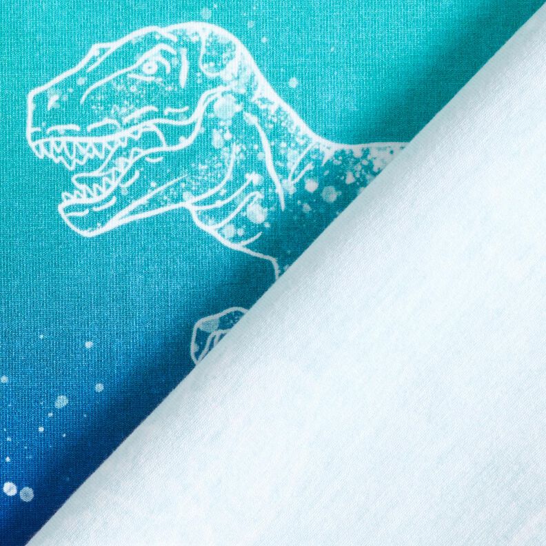 Baumwolljersey Dino Outlines | Glitzerpüppi – blaulila/pfefferminz,  image number 4