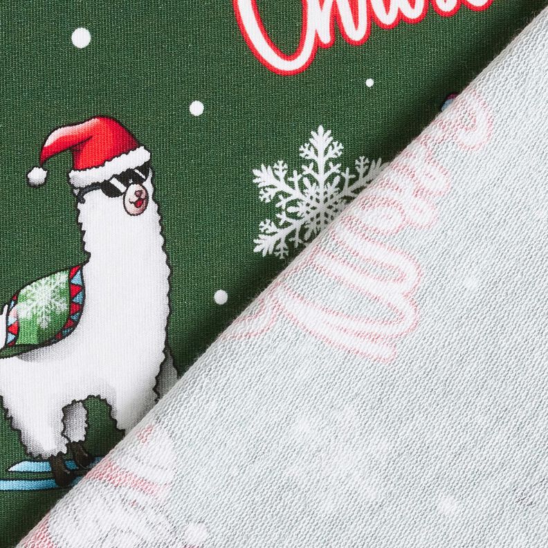 French Terry Sommersweat Weihnachtsmann und Lama | Glitzerpüppi – tannengrün/chili, image number 4