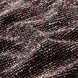 Strick Bouclé Baumwoll-Mix Melange – schwarz/rot, 