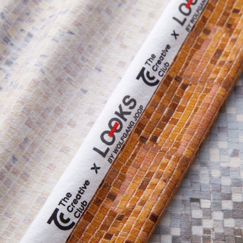 GOTS Baumwolljersey Mosaik | TCC x LOOKS by Wolfgang Joop – karamell/dunkeltaupe,  image number 4
