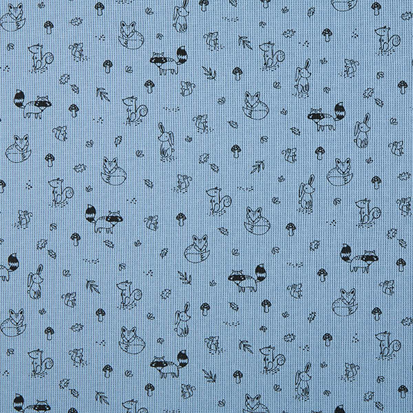 Waffeljersey Waldtiere – stahlblau/schwarz, image number 1