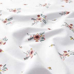 GOTS Baumwolljersey verstreute Blumen | Poppy Fabrics – weiss, 