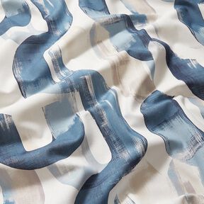 Dekostoff Halbpanama abstrakte Kette – elfenbein/blau,  Dekostoff Halbpanama abstrakte Kette – elfenbein/blau,