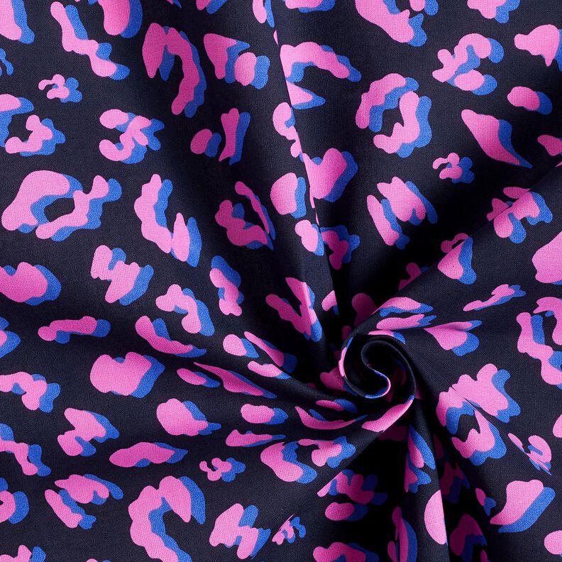 Beschichtete Baumwolle abstraktes Leo | Poppy Fabrics – nachtblau/pink, image number 3