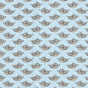 Baumwolljersey Fuchs mit Brille – babyblau, 