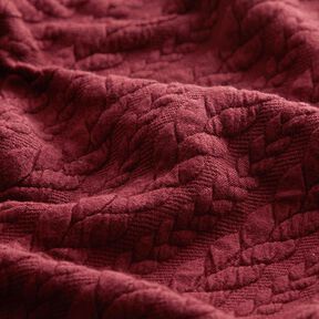 Jerseyjacquard Cloqué Zopfmuster – bordeauxrot, 