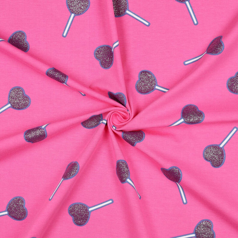 Baumwolljersey Glitzer-Herzen-Lollies | Poppy Fabrics – pink,  image number 3