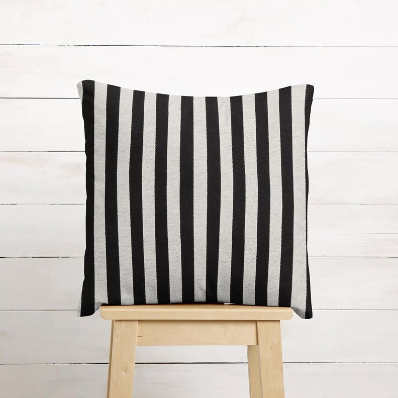Dekostoff Jacquard breite Streifen – elfenbein/schwarz,  image number 7