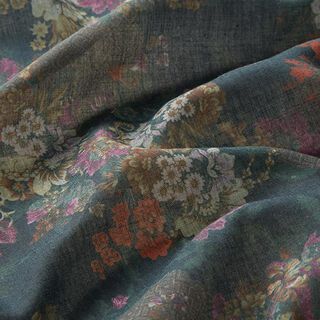 Baumwollmix Voile Blumen – dunkeloliv | Reststück 50cm