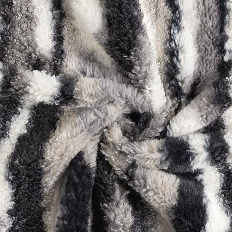Kunstfell abstrakte Streifen – wollweiss/nachtblau,  image number 3