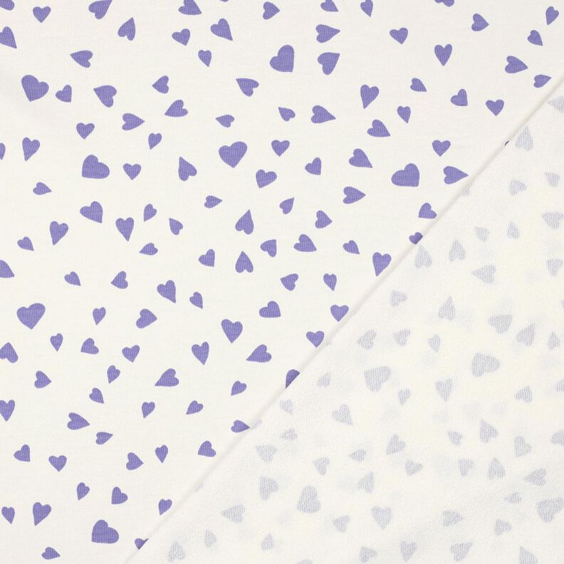 Sommersweat Herzen | Poppy Fabrics – elfenbein/flieder, image number 3