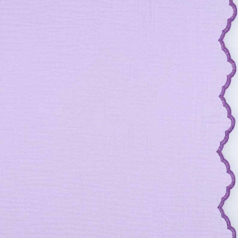 Musselin/ Doppel-Krinkel Gewebe beidseitige Bogenkante  | Poppy Fabrics – flieder/rotlila,  image number 1