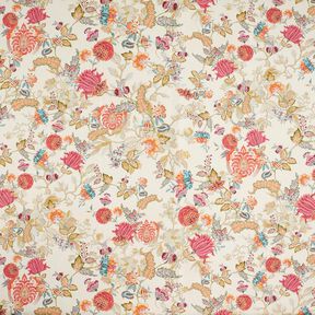 Dekostoff Canvas abstrakte Dahlien – creme/malve, 