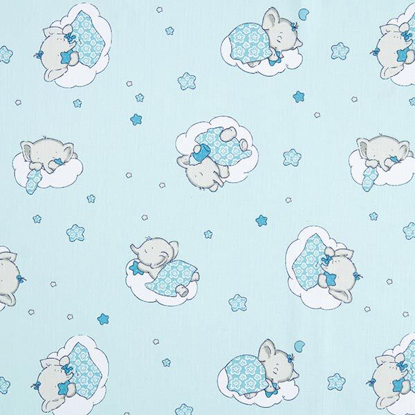 Baumwollstoff Cretonne Schlummer-Elefant – grau/blau, image number 1