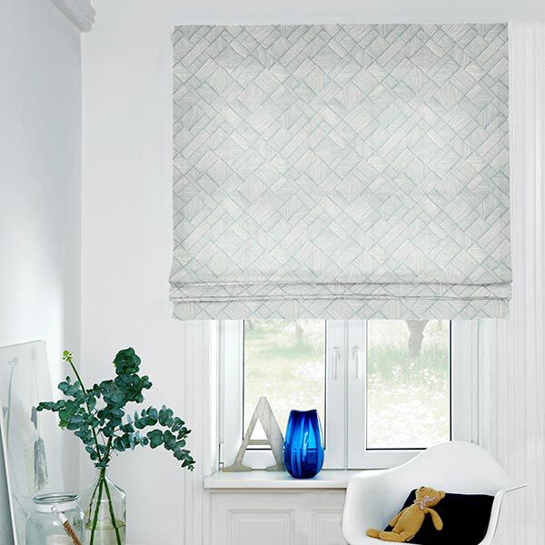 Dekostoff Halbpanama Linien-Patchwork – schilf/natur