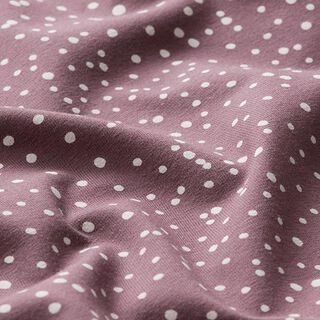 Baumwolljersey unregelmäßige Punkte – aubergine, 