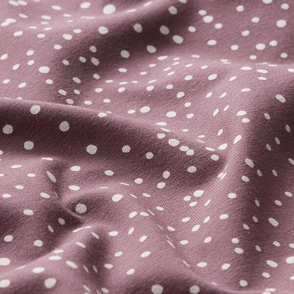 Baumwolljersey unregelmäßige Punkte – aubergine