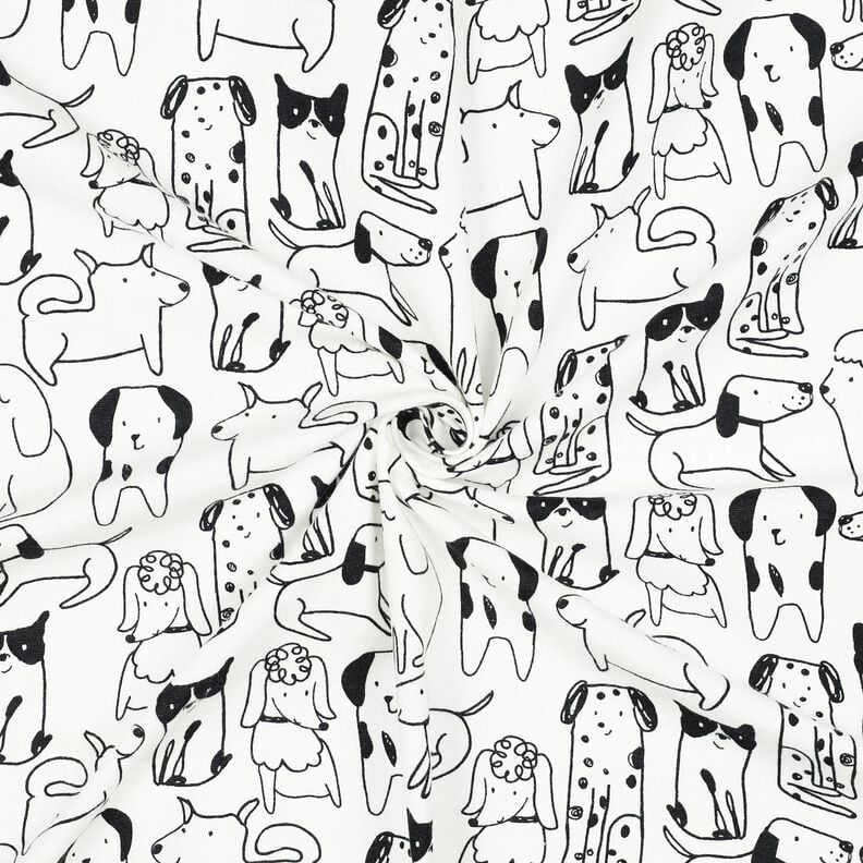 Baumwollflanell Hunde | Poppy Fabrics – weiss/schwarz, image number 3