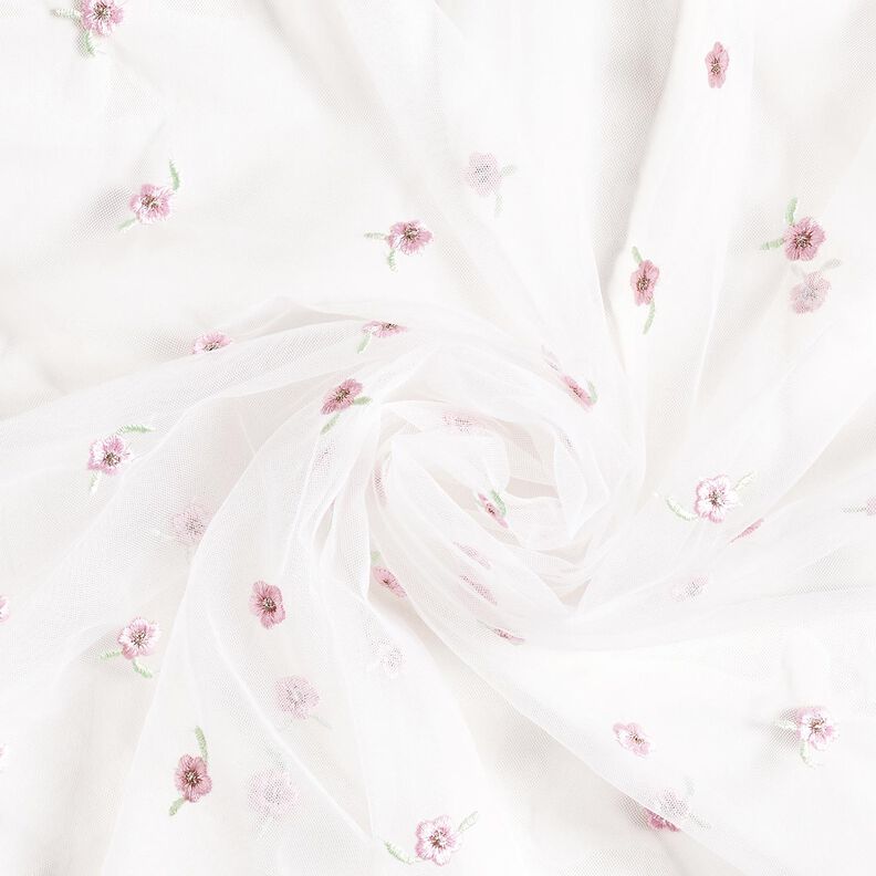 Softmesh gestickte Blümchen – weiss/rosé, image number 4