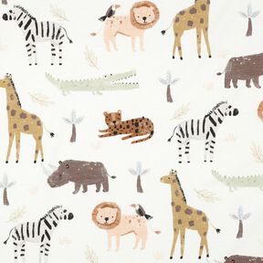 Baumwolljersey Steppentiere Digitaldruck | Poppy Fabrics – elfenbein/dunkelbraun, 
