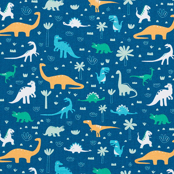 Baumwolljersey Dinowelt | PETIT CITRON – petrol, image number 1