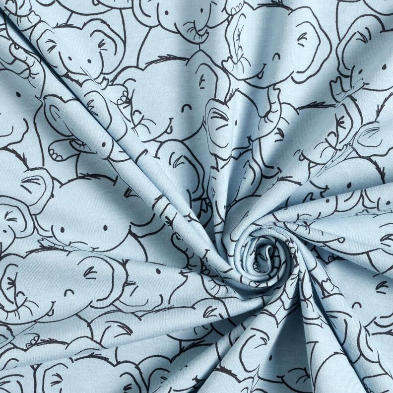 Baumwoll-Mix Jersey Elefantengewusel – silberblau, image number 3