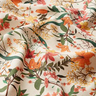 Dekostoff Halbpanama floral – apricot/natur, 