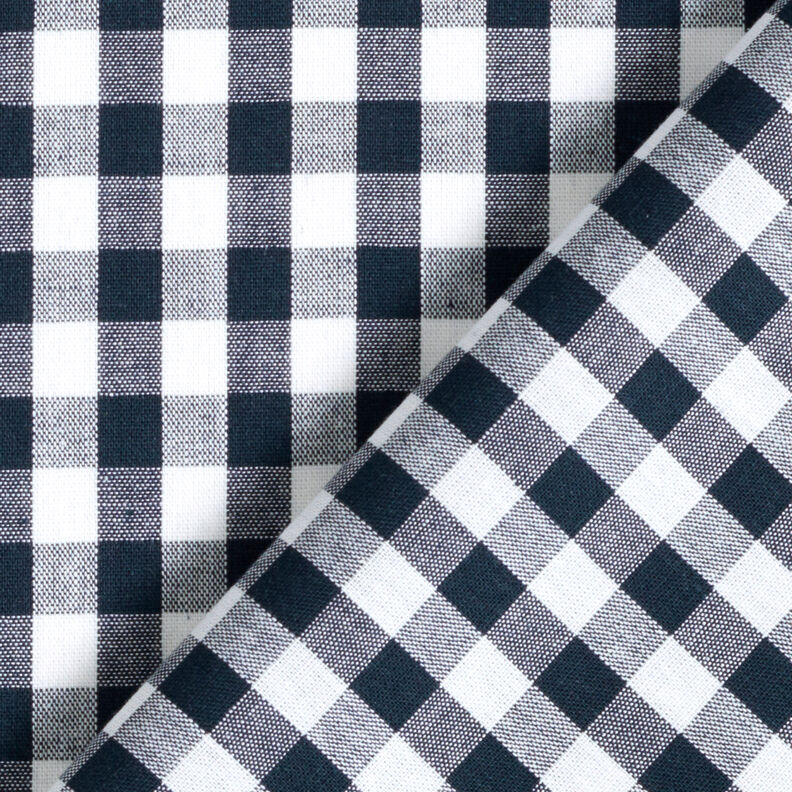 Baumwollstoff Vichykaro 1 cm – schwarzblau/weiss,  image number 4
