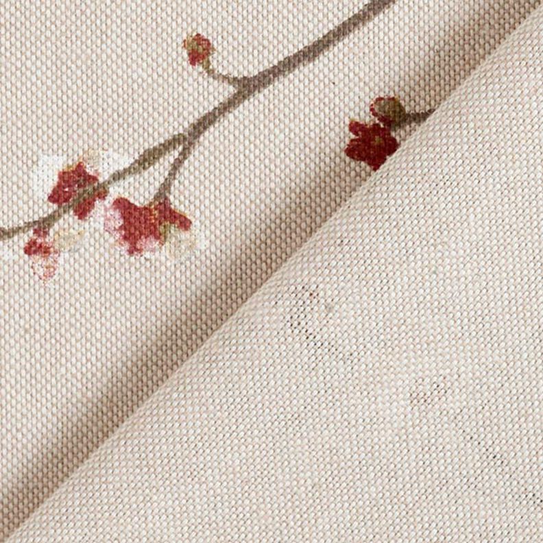 Dekostoff Halbpanama japanische Kirschblüte – natur/burgunder,  image number 5