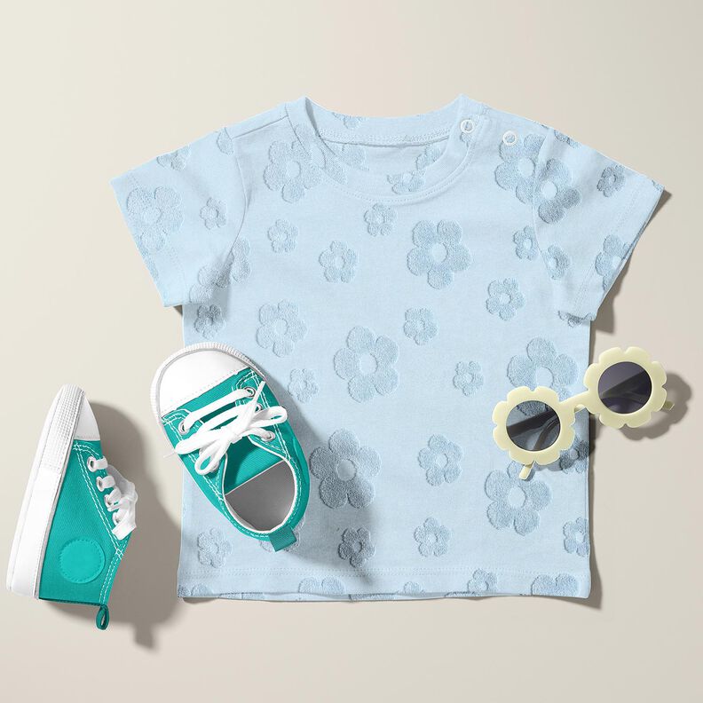 Frotteejersey Blumen – silberblau, image number 6
