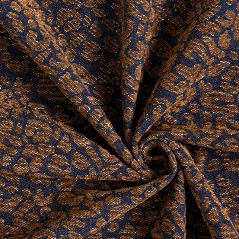 Hosenstoff Denim-Optik Leoprint – mittelbraun/nachtblau,  image number 3