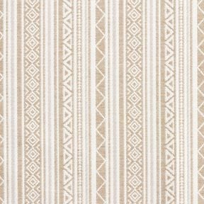 Dekostoff Jacquard Ethno-Streifen &ndash; anemone/wollweiss, 