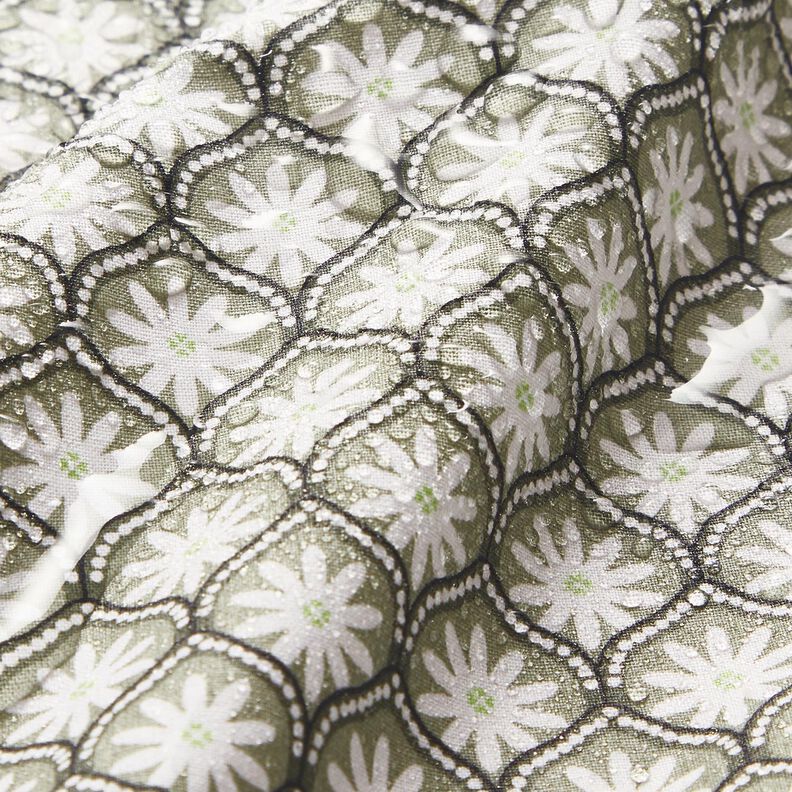 Beschichtete Baumwolle Blumenkacheln – schilf/weiss, image number 6