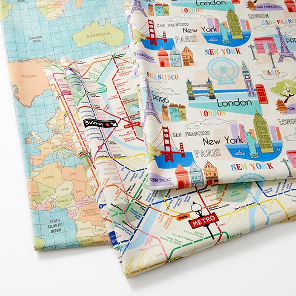 Dekostoff Halbpanama Metropolen – weiss