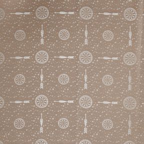 Futterstoff Jacquard Dartscheiben und Pfeile – grau/gold, 