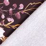Baumwolljersey Bordürenstoff Blumen im Goldglitzer | Glitzerpüppi – bordeauxrot/pastellflieder,  thumbnail number 4