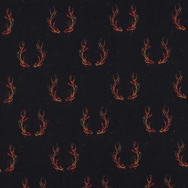 French Terry Panel Feuerhirsch | Glitzerpüppi – schwarz/orange, image number 8
