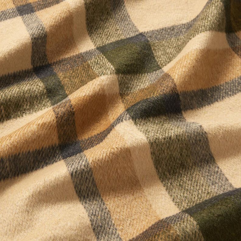 Mantelstoff angeraut Schottenkaro – sand/hellkhaki,  image number 2