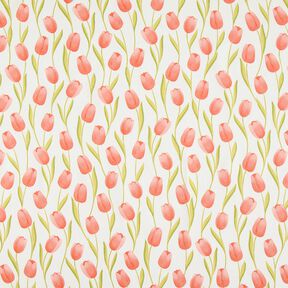 Dekostoff Halbpanama Tulpen – elfenbein/hummer, 