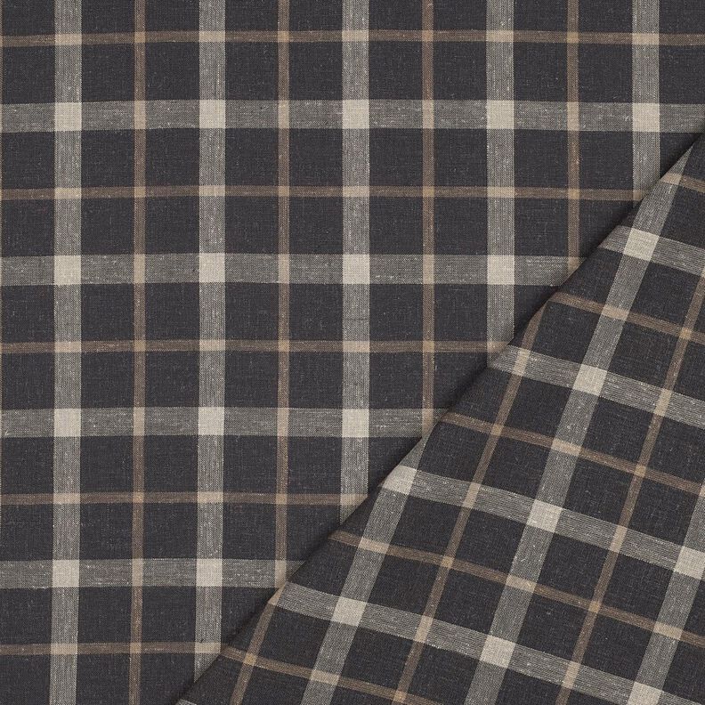 Leinen-Mix Karo bunt gewebt &ndash; braun/beige,  image number 4