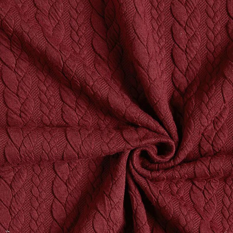 Jerseyjacquard Cloqué Zopfmuster – bordeauxrot,  image number 3