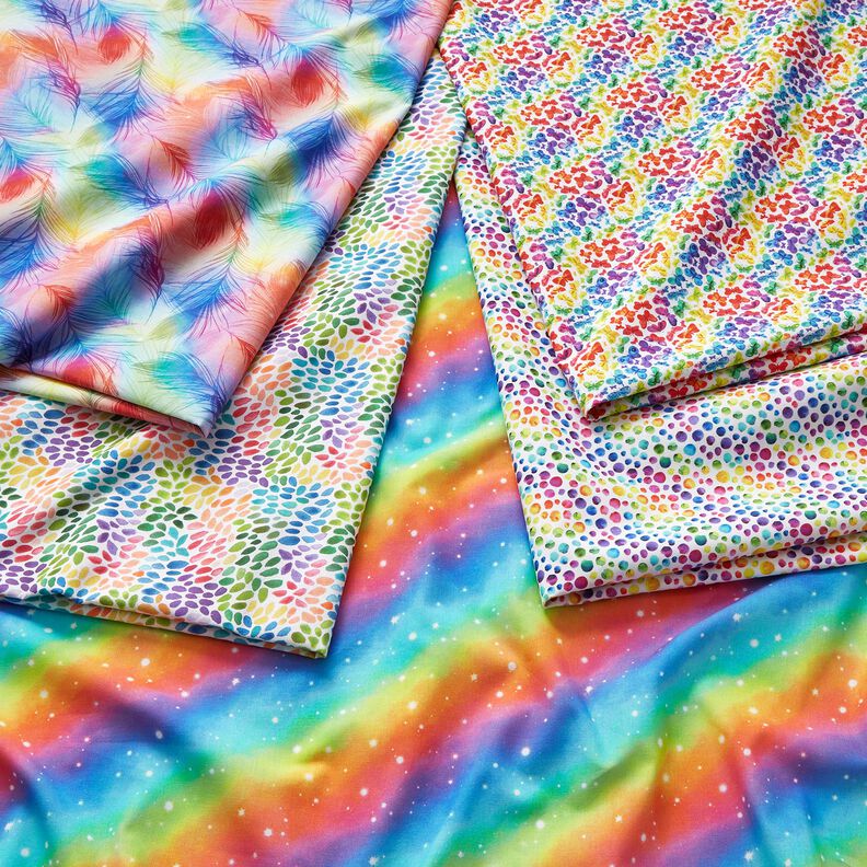 Baumwollpopeline Regenbogen-Tupfen Digitaldruck – weiss/farbmix | Reststück 70cm, image number 5