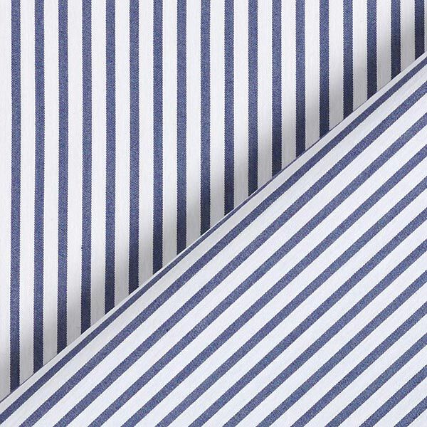 Blusenstoff schmale Querstreifen – weiss/marineblau | Reststück 100cm