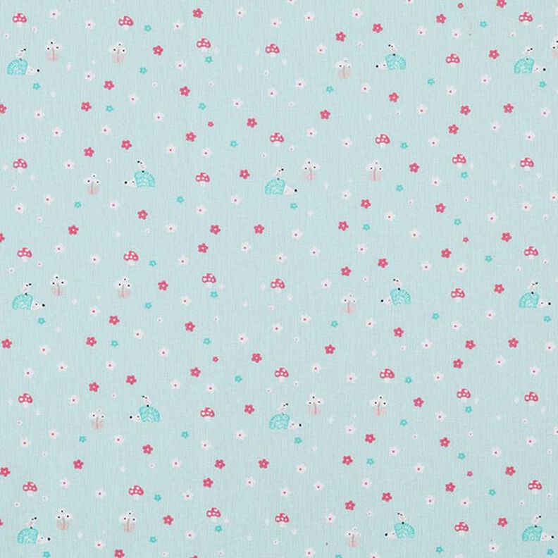 Popeline Igel und Pilze – babyblau,  image number 1