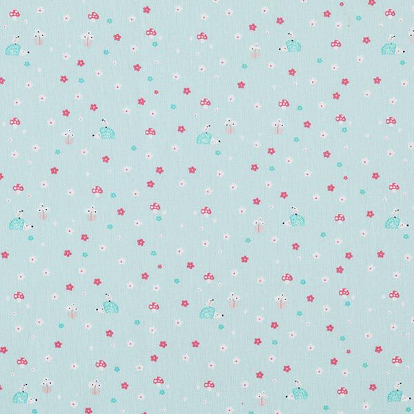Popeline Igel und Pilze  – babyblau,  image number 1