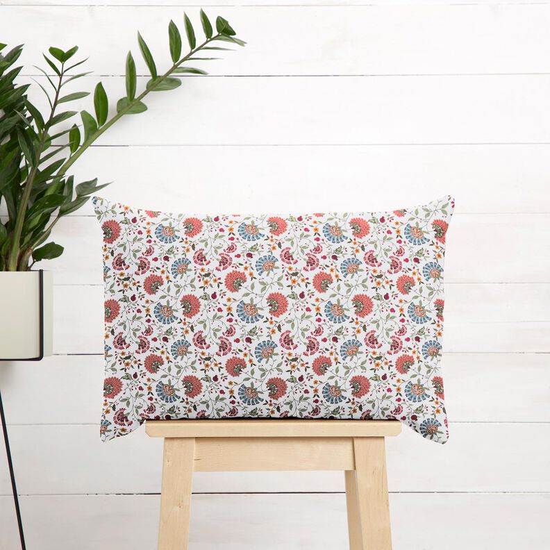 Baumwollstoff Popeline elegante Blumenranken – weiss/beere,  image number 6