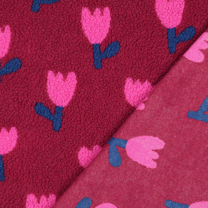 Teddyplüsch Tulpen | Poppy Fabrics – karminrot,  image number 4