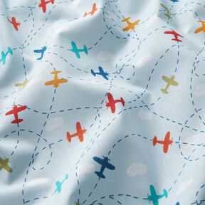 Baumwollpopeline Flugzeuge im Himmel – hellblau, 